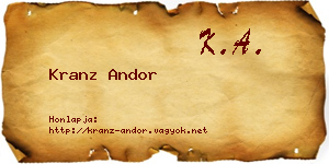 Kranz Andor névjegykártya